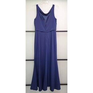 Jenny Yoo Full Length Cowl Neck Navy Blue Size 8 Bridesmaid Dress